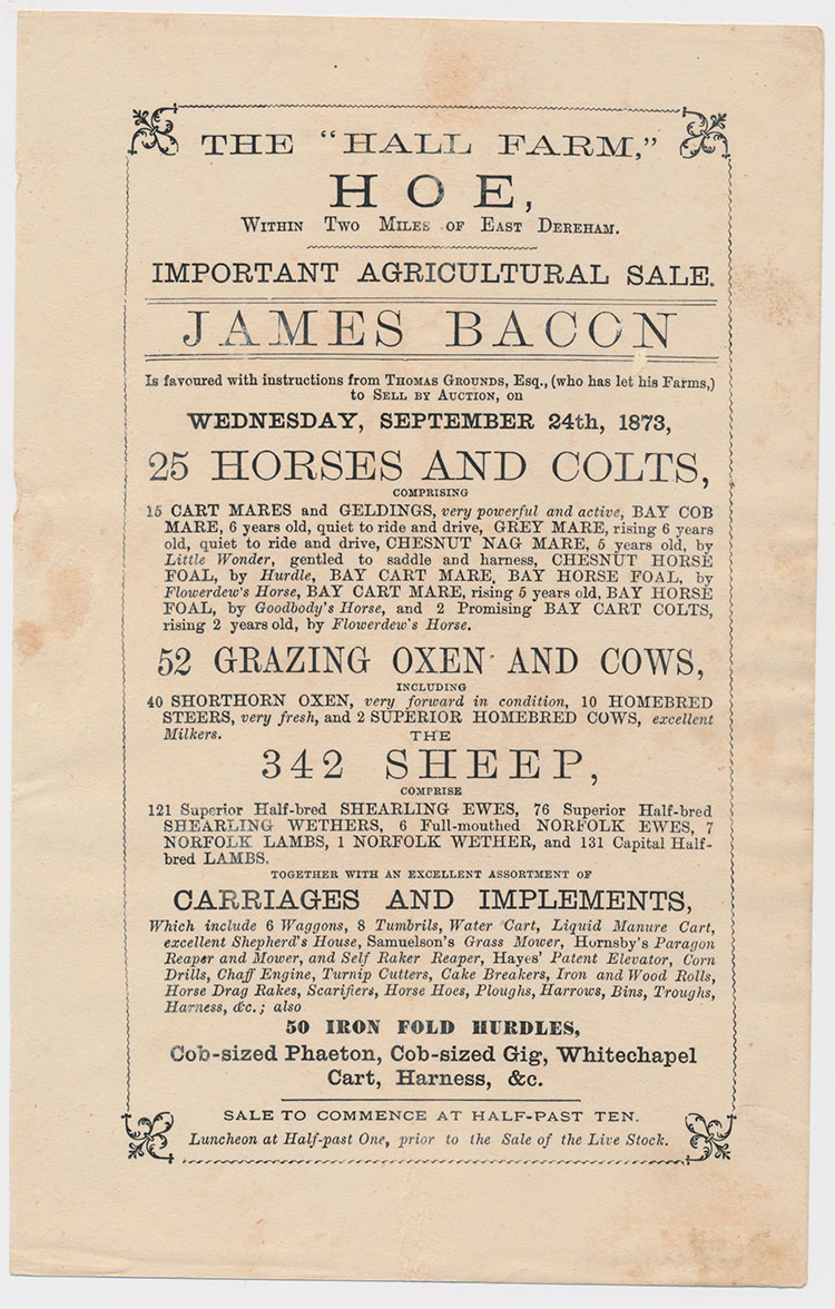 hall farm sale catalogue