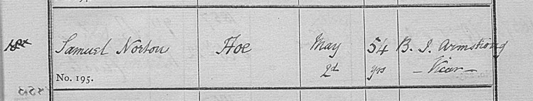 Samuel Norton burial record